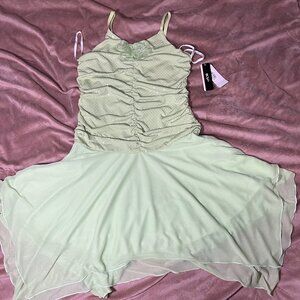 Girls light green ruched mini dress size 16